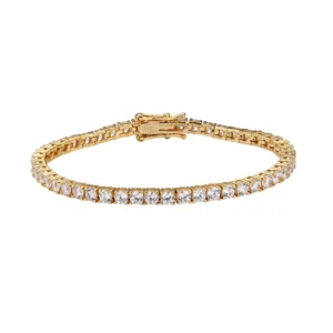 RENSINO Women Man Jewelry 18k Gold White Gold 925 Sterling Silver 3mm 0.1carat Moissanite Tennis Bracelet for Gift