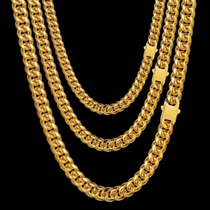 RENSINO Women Men Hip Hop Cuban Link Chain Necklace Stainless Steel Necklace Jewelry