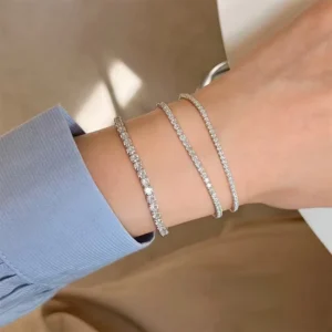 RENSINO Women Men Jewelry Fashion Charming 925 Sterling Silver Zircon Diamond Tennis Bracelet For Girl Lady Women