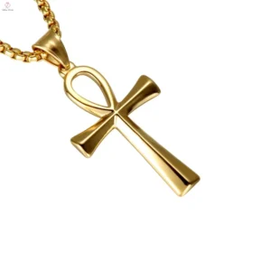 RENSINO Women Men Jewelry Silver Stainless Steel 14k 18k Gold Cross Ankh Pendant Necklace