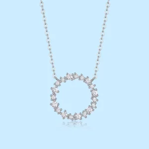 RENSINO Women Moissanite Pendant Necklace S925 Silver Round Cut Moissanite Wedding Necklace Pendant Necklace