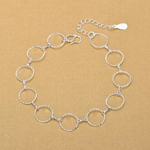 RENSINO Women Silver Color Twist Round Circle Link Chain Bracelets Female Jewelry