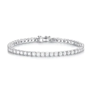 RENSINO Women Tennis Bracelet 925 Sterling Silver VVS D GRA Certified 4mm Moissanite Jewelry Diamond Tennis Bracelet