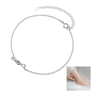 RENSINO Womens 925 Sterling Silver Infinity Anklet Bracelet Endless Love Symbol Charm Adjustable Bracelet Gift for Women Girl