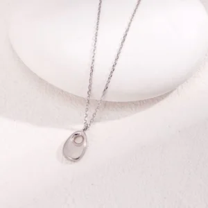 RENSINO Women’s 925 Sterling Silver Vintage Geometry Link Chain Necklace Simple Style for Wedding Party or Gift