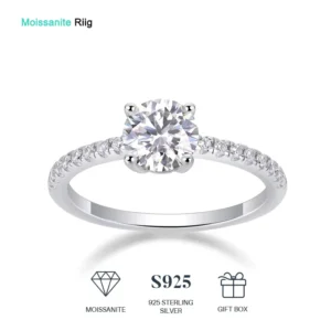 RENSINO Womens 925 Sterling Silver Wedding Ring 3CT VVS D GRA Certified Moissanite Diamond Jewelry Engagement Ring Set
