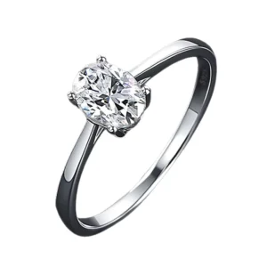 RENSINO Women’s Classic 1 Carat Moissanite Diamond Ring 925 Silver Wedding Engagement Gift for Parties Jewelry