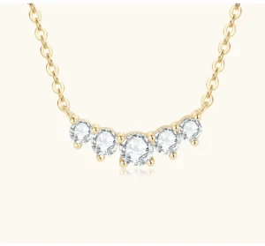 RENSINO Women’s D Color Round Brilliant Cut Moissanite Pendant Necklace 925 Sterling Silver Certified Jewelry