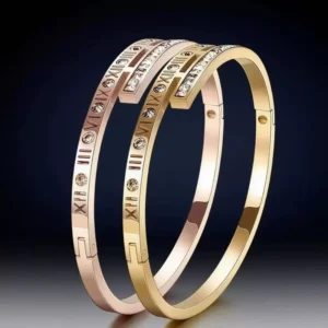 RENSINO Women’s Diamond Stainless Steel Bracelet in Rose Gold Fashionable Charm Perfect Gift Creativity