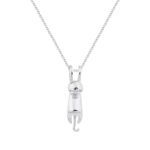 RENSINO Women’s Fashion Link Chain Necklace Pendant 925 Sterling Silver Cute Cat for Wedding Engagement Party Festival Gift Jewelry