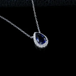 RENSINO Women’s Lab Grown Diamond Pear Necklace Custom Charms Gold Plated Sterling Silver Filled Diamonds Third Party