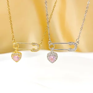 RENSINO Women’s Light Luxury Zircon Plant Design Pendant Necklace Real Gold Plating Bamboo Chain Gift for Internet Celebrity