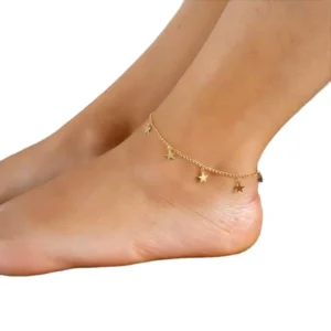 RENSINO Womens Lucky Star Anklet 925 Sterling Silver Star Ankle Bracelet