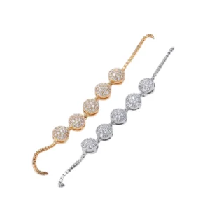 RENSINO Women’s Luxury Diamond Gold Silver Plated Alloy Adjustable Chain Bracelet Trendy Wedding Party Jewelry Christmas Gifts