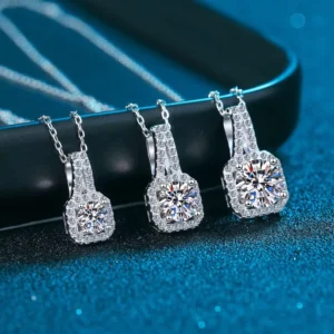 RENSINO Women’s Luxury Rhodium Plated 925 Sterling Silver IGI Certified Necklace with Moissanite Pendant Fashion Charm Jewelry for Gift