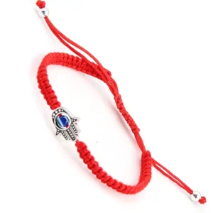 RENSINO Women’s Red Rope Braided Bracelet Lucky Eyes Hamsa Hand Charm String Bracelets Ethnic Style Christian Religious Friendship Gift