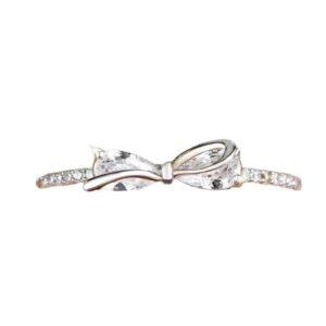RENSINO Women’s S925 Silver Moissanite Bow Ring with Zircon Sweet All-Match Jewelry