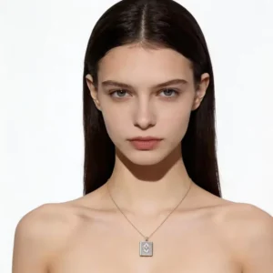 RENSINO Women’s S925 Sterling Silver Electroplated Quadrilateral Shape Wedding Gift Party Double Sided Wearable Necklace