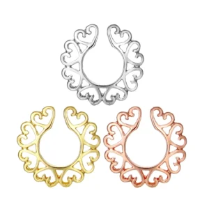 RENSINO Women’s Sexy and Personalized Body Decoration Heart shaped No piercing Nipple Ring Jewelry a Surprising Gift in Life