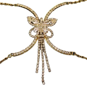 RENSINO Women’s Shinning Rhinestone Waist Beads Body Jewelry Silver Gold Butterfly Wedding Engagement Anniversary Party Gift Casual
