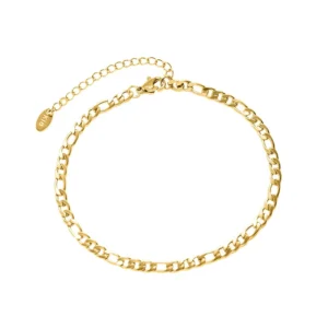 RENSINO Women’s Stainless Steel 18K Gold Plated Vintage Cuban Anklet for Party Wear Certified