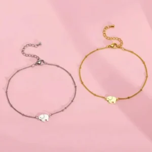 RENSINO Women’s Stainless Steel Anklet Gold Silver Elephant Pendant Anklet