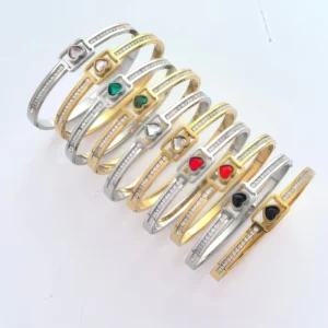 RENSINO Women’s Titanium Steel Heart Shaped Bracelet