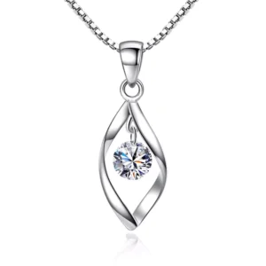 RENSINO Women’s Trendy Pendant Necklace Alloy Silver Plated Zircon Wave Cross-Shaped Chains for Weddings and Parties