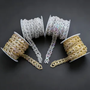 RENSINO Woven Crystal Cup Chain Cross Border Rhinestones Banding Sewing Glass Rhinestones Trim Chains for Garment Accessories