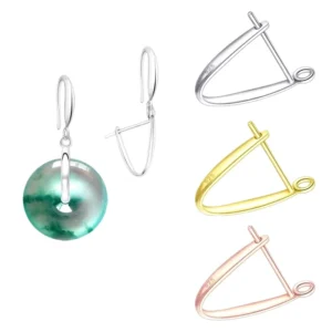 RENSINO XD S925 silver simple plain safety earring accessories DIY earring base jadeite amber earring clasp making materials