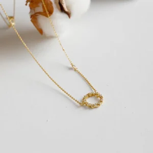 RENSINO XDB038 Sparkling Circle Diamond Necklace Classic Geometry CZ Circle Garland 925 Sterling Silver Necklace