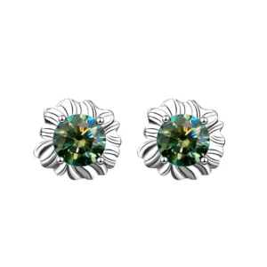 RENSINO XEA014 Fashion Popular Design Modern Style Sunflower Studded Jewelry Stud S925 Sterling Silver Moissanite Earrings