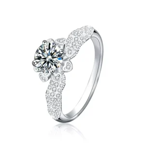 RENSINO XJA001 Classic Luxury Real Solid 925 Sterling Silver Ring 1.0Ct Moissanite Diamond Wedding Jewelry Rings Engagement for Women