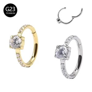 RENSINO XJY 16G G23 Titanium Cartilage Nose Ring Daith Tragus Earrings Body Jewelry Gift Main Material Gold Silver