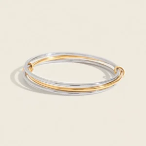 RENSINO X&L 60mm Two Color Metal Multi Layer Bracelet Bangle Stainless Steels Women Jewelry Minimalist Geometry Large Bracelet