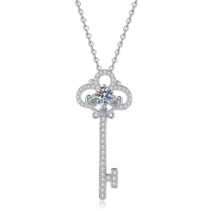 RENSINO XL293 White Moissanite Pendant Rhodium Plated 925 Sterling Silver Pendant Charms Jewelry