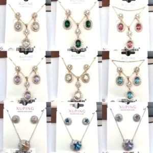RENSINO XUPING Oval Zircon Jewelry Set Pearl & Crystal Necklace Set Luxury Jewelry Woman Jewellery