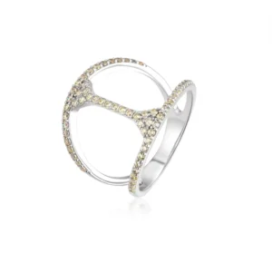 RENSINO XZY Custom Criss Cross Silver Ring Double Band Zircon Sterling Silver Ring
