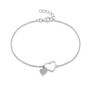 RENSINO YILUN High Quality 925 Sterling Silver Heart Charm Bracelet Rhodium Plated Love Romantic Bracelet Jewelry For Women