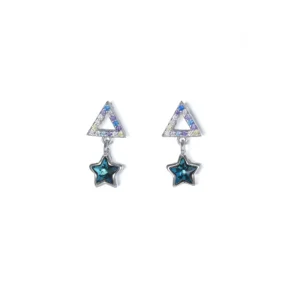RENSINO ZHILIAN 925 Silver Blue Crystal Star and Zircon Stud Earrings High Quality Micro Pave Setting Earrings