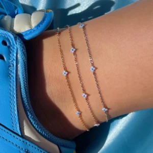 RENSINO ZUOLA High Quality 18k Gold Plated Zircon Blue Flower Anklet Eco-friendly Brass Unisex Jewelry
