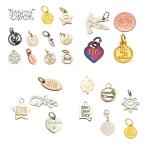 RENSINO Zinc Alloy Engraved Metal Label Custom Metal Charm Jewelry Tags for Necklace Bracelet Pendant