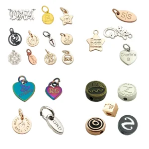 RENSINO Zinc Alloy Engraved Metal Label Custom Metal Charm Jewelry Tags for Necklace Bracelet Pendant