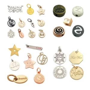 RENSINO Zinc Alloy Engraved logo Custom Metal Charm Pendant Jewelry Tags for Bracelets