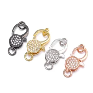 RENSINO Zircon Clasp 925 Sterling Silver Gold Plated Fashion Necklace Pearl Button Bracelet Bead Bag