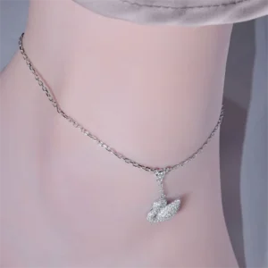 RENSINO Zircon Swan Jewelry Gifts for Women Girls Girlfriend Wife Swan Lover Swan Animal Anklet 925 Sterling Silver
