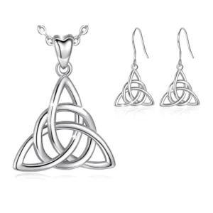 RENSINO Zirconia Celtic Heart 925 Sterling Silver Earring Necklace Women Wedding Bridal African Jewelry Sets