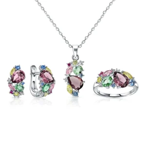RENSINO flower 925 silver fashion jewelry jewelry sets flower jewelry set bridal jewelry set for wedding indian