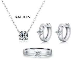 RENSINO moissanite jewelry set moissanite rings women engagement moissanite wedding band
