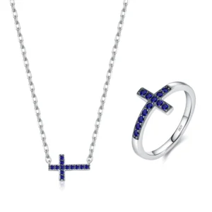 RENSINO silver necklace ring fashion cross jewelry sets necklaces and earrings set necklace sets for women jewelry